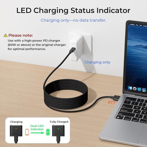 Basesailor for MacBook Air M4 Magnetic 3 Charger Cable 10FT/3M,140W USB C to Mag 3 Charging Cord for MacBook Air (13" 15" 2025,M3 2024,M2 2022 2023),Pro (16" 14" M4 Pro Max,M3 2024,M2 2023,M1),Safe in Saudi Arabia