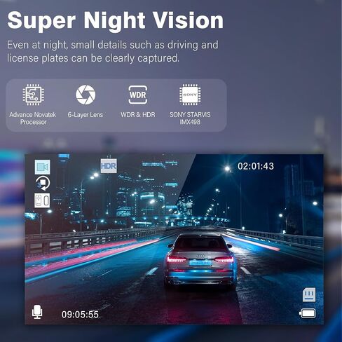 4K Ultra HD Channel Dash Camera with 3.16inch Display,TripleChannel WiFi Dash Cam,Built-in WiFi, 24H Parking MonitorG-Sensor, ClearIR Night Vision, App Control in Saudi Arabia