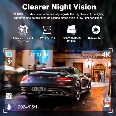 4K Ultra HD Channel Dash Camera with 3.16inch Display,TripleChannel WiFi Dash Cam,Built-in WiFi, 24H Parking MonitorG-Sensor, ClearIR Night Vision, App Control in Saudi Arabia