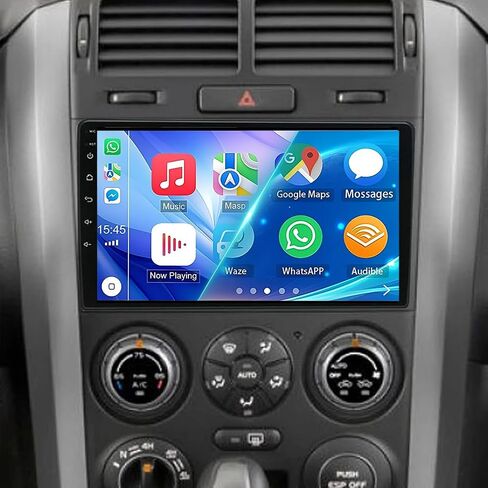 ستيريو سيارة مزدوج الدين لسوزوكي جراند فيتارا 2005-2015 مع Carplay وAndroid Auto، 4G+64G 9 بوصة IPS تعمل باللمس Android 13 وحدة استقبال راديو السيارة مع نظام تحديد المواقع Navi Bluetooth WiFi FM AHD كاميرا احتياطية in Kuwait