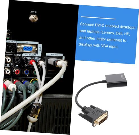 jojofuny 2pcs Dvi to Vga Adapter Cable Dvi Male to Vga Female Video Converter Support HDTV Pc Resolutions in Saudi Arabia