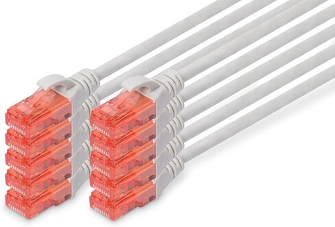 كابل Digitus LAN Cat 6-0.5m - 10 قطع - كابل شبكة RJ45 - UTP غير محمي - متوافق مع Cat-6A وCat-5e - رمادي in Kuwait