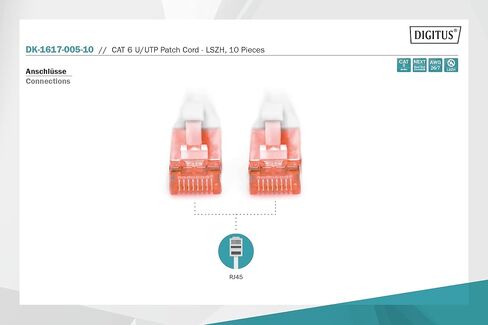 كابل Digitus LAN Cat 6-0.5m - 10 قطع - كابل شبكة RJ45 - UTP غير محمي - متوافق مع Cat-6A وCat-5e - رمادي in Kuwait