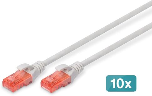 كابل Digitus LAN Cat 6-0.5m - 10 قطع - كابل شبكة RJ45 - UTP غير محمي - متوافق مع Cat-6A وCat-5e - رمادي in Kuwait