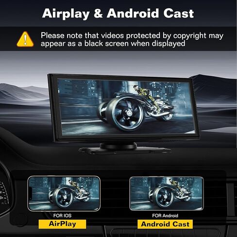 10.26'' Wireless Carplay Screen for Car with 4K Dash Cam & 1080P Backup Camera, Apple Carplay & Android Auto Touchscreen, Car Audio Receivers, GPS Navigation & Mirror Link, for All Vehicles in Kuwait