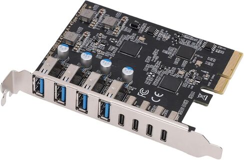 بطاقة Gugxiom PCIe إلى USB 3.2 Gen 2، بطاقة USB PCIe مع منافذ 4xType C 4xType A، توسيع PCI Express للكمبيوتر المكتبي بنظام Win in Saudi Arabia