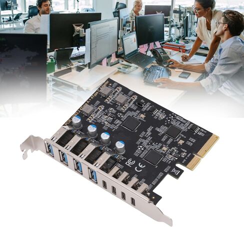 بطاقة Gugxiom PCIe إلى USB 3.2 Gen 2، بطاقة USB PCIe مع منافذ 4xType C 4xType A، توسيع PCI Express للكمبيوتر المكتبي بنظام Win in Saudi Arabia