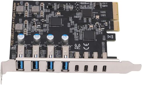 بطاقة Gugxiom PCIe إلى USB 3.2 Gen 2، بطاقة USB PCIe مع منافذ 4xType C 4xType A، توسيع PCI Express للكمبيوتر المكتبي بنظام Win in Saudi Arabia
