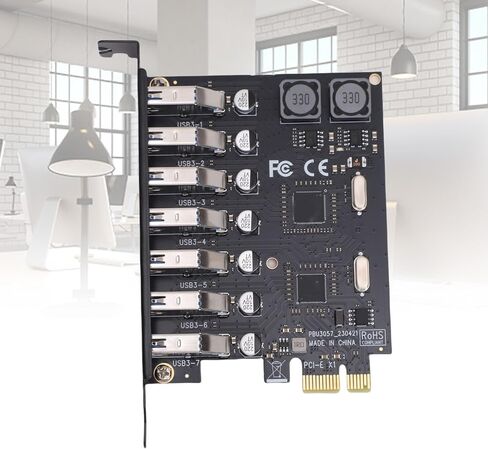 بطاقة توسيع PCIe USB 3.0 ذات 7 منافذ، بطاقة محول PCI Express إلى USB، سرعة عالية، مصدر طاقة مستقر مع 7 مكثفات الحالة الصلبة المستقلة in Saudi Arabia
