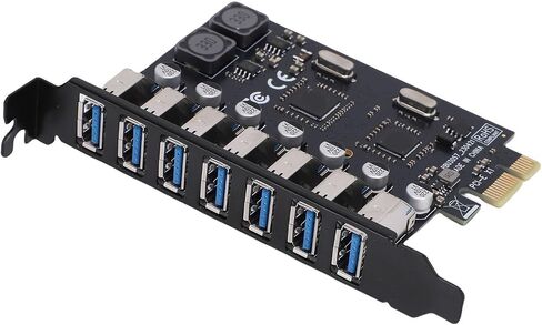 بطاقة توسيع PCIe USB 3.0 ذات 7 منافذ، بطاقة محول PCI Express إلى USB، سرعة عالية، مصدر طاقة مستقر مع 7 مكثفات الحالة الصلبة المستقلة in Saudi Arabia