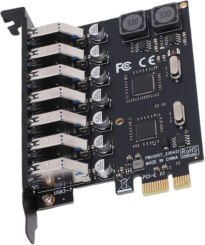 بطاقة توسيع PCIe USB 3.0 ذات 7 منافذ، بطاقة محول PCI Express إلى USB، سرعة عالية، مصدر طاقة مستقر مع 7 مكثفات الحالة الصلبة المستقلة in Saudi Arabia