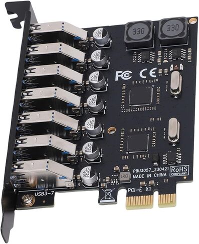 بطاقة توسيع PCIe USB 3.0 ذات 7 منافذ، بطاقة محول PCI Express إلى USB، سرعة عالية، مصدر طاقة مستقر مع 7 مكثفات الحالة الصلبة المستقلة in Saudi Arabia