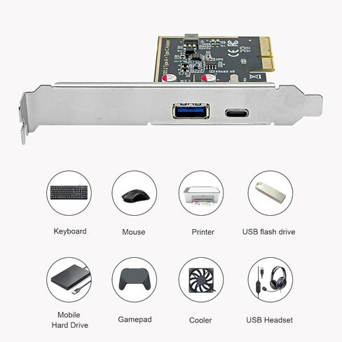 بطاقة توسيع PCIe إلى USB 3.1، نقل بيانات بسرعة 10 جيجابت في الثانية، شريحة ASM1142، USB 3.0 / Type C 3.1، متوافق مع PCle x4، لنظام التشغيل OS X in Saudi Arabia