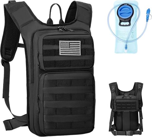 حقيبة ظهر تكتيكية للترطيب مع مثانة مياه سعة 2 لتر وحقيبة تكتيكية أمامية صغيرة، حقيبة ظهر للمياه في الهواء الطلق للرجال والنساء، حزمة ترطيب رياضية للمشي لمسافات طويلة وركوب الدراجات والتسلق in Kuwait
