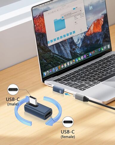 CERRXIAN الزاوية اليمنى USB C محول 3 حزمة، 90 درجة USB C ذكر إلى USB نوع C أنثى محول 80 جيجابت في الثانية 240W تهمة OTG محول سرعة نقل البيانات والشحن السريع USB نوع C موسع in Kuwait