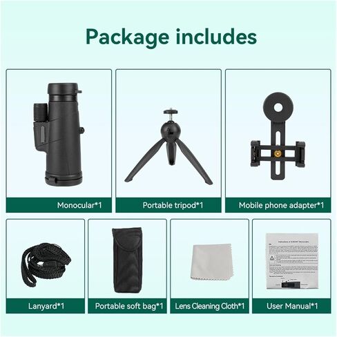 تلسكوب أحادي مع حامل ثلاثي القوائم 8X42/10X42 مع محول هاتف لمشاهدة الطيور متاح للحفلات الموسيقية والحفلات الصوتية in Kuwait