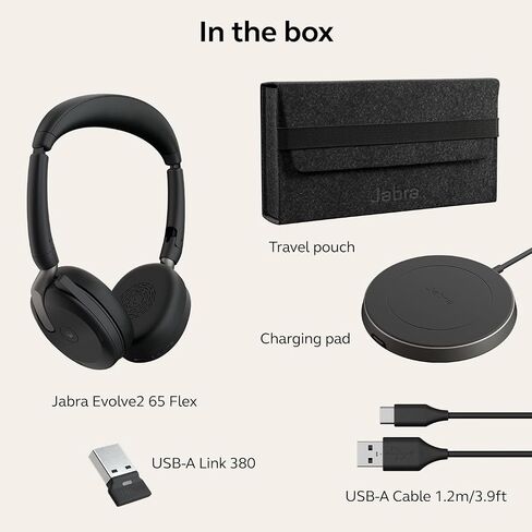 Jabra Evolve2 65 Flex MS Stereo - headset - with wireless charging pad (Renewed) in Saudi Arabia