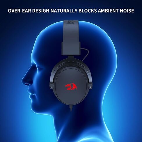 Redragon H541 Wired Gaming Headset with Mic, 53mm Drivers RGB Light Gaming Headphones, 3D Stereo Sound, Soft Memory Earmuffs & Artificial Leather Design for PC, PS4/5, Switch, Xbox. Black in Saudi Arabia