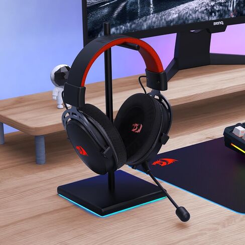 Redragon H541 Wired Gaming Headset with Mic, 53mm Drivers RGB Light Gaming Headphones, 3D Stereo Sound, Soft Memory Earmuffs & Artificial Leather Design for PC, PS4/5, Switch, Xbox. Black in Saudi Arabia