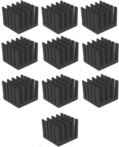 Easycargo 10pcs 20mm Heatsink 20x20x15mm + Thermal Conductive Adhesive Tape, Cooler Aluminum Radiator Heat Sink for Cooling GPU IC Chips VRAM VGA RAM 20mmx20mmx15mm in Saudi Arabia