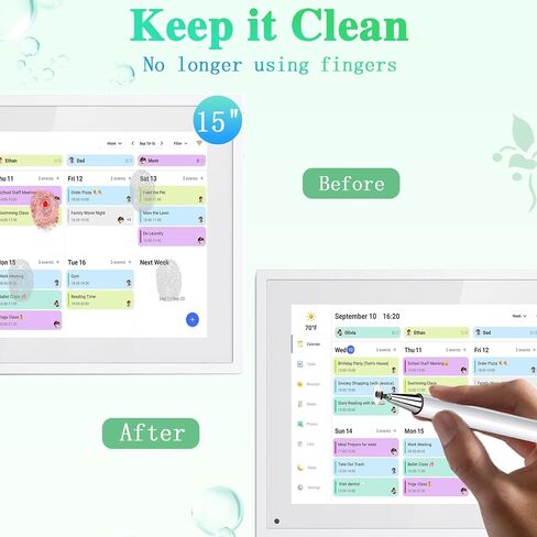 قلم وحامل لتقويمات Skylight مقاس 15/27 بوصة، طرف مزدوج مع شبكة وطرف قرص | غطاء القلم المغناطيسي | حامل قلم مرن قابل للتركيب على التقويم، قلم 2 في 1 ذو سعة متعددة الوظائف - أبيض in Kuwait