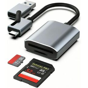قارئ بطاقات الذاكرة، قارئ بطاقات USB من النوع C/Type-A إلى SD TF متوافق مع iPhone 15 Pro/Max، MacBook Pro/Air 2023، iPad Pro، iMac، S23، XPS 17، Surface Book 3 والمزيد in Kuwait