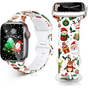 Christmas Watch Bands for Apple Watch, Thanksgiving Fall Turkey Holiday Xmas Winter Snowman Snowflake SantaDesign Replacemen Strap for Women, Compatible with iWatch Series 1-11 Ultra SE, 38-49mm in Kuwait