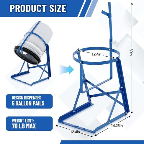 BLULU 1 PCS 5 GALLON 70 LBS PAIL PAIL PAID PAID GALLON POBRE يمكن أن يرفع بأمان وصب الطبول بأمان تجمع سهل للطلاء والمذيبات والعسل (الأزرق) in Kuwait