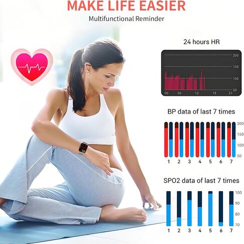 Smart Watch for Women(2 Bands), 1.85" HD Fitness Tracker screen with Call Function, IP68 Waterproof, 100+ Sport Modes, Blood Oxygen Monitor/ Heart Rate/Sleep Monitor, iOS Android Compatible ( Golden) in Saudi Arabia