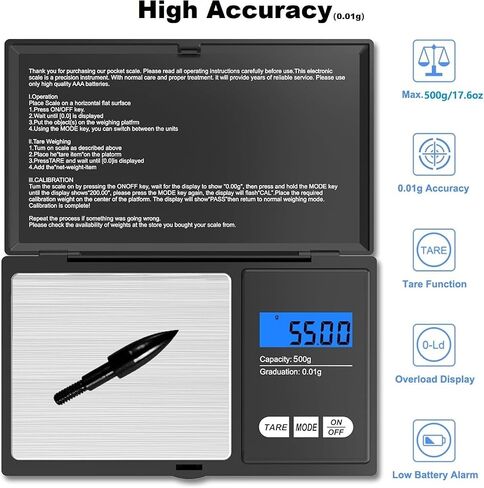 Archery Scale Digital Hunting Arrows Scale Grain/Gram Bow Scales 7 Weighing Units LCD Backlight Display Included Batteries in Saudi Arabia