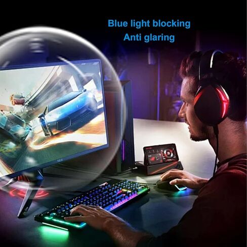 Asixxsix 22 Inch Computer Privacy Screen Filter for Computer Monitor 16:9 Aspect Ratio, Eye Protection Anti Glare Blue Light Protector Film Screen Filter, Magnetic Hanging (Two Pieces) in Saudi Arabia