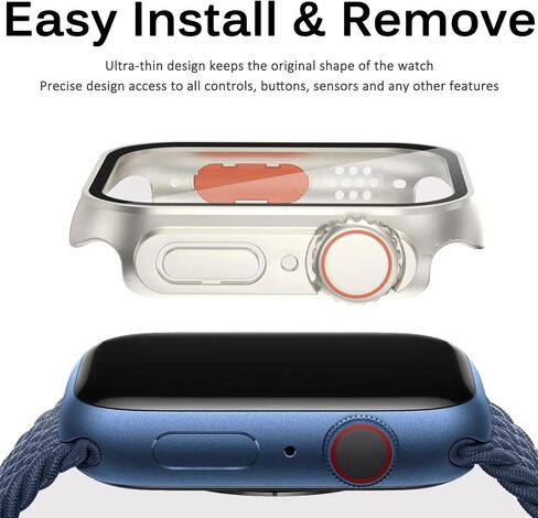 حافظة لجهاز Apple Watch Screen Protector 44mm 40mm 46mm 42mm 41mm 45mm 42mm 38mm، غطاء وجه صلب من الزجاج المقسى + ممتص للصدمات لسلسلة iWatch 10 9 8 7 6 5 4 3 SE/2nd Generation in Saudi Arabia