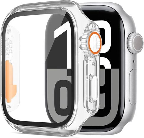 حافظة لجهاز Apple Watch Screen Protector 44mm 40mm 46mm 42mm 41mm 45mm 42mm 38mm، غطاء وجه صلب من الزجاج المقسى + ممتص للصدمات لسلسلة iWatch 10 9 8 7 6 5 4 3 SE/2nd Generation in Saudi Arabia