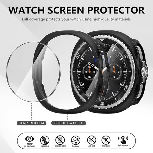 Suoman 5+5 Pack for Samsung Galaxy Watch 8 Classic 46mm Case Privacy، [Anti-Peeping] واقي شاشة من الزجاج المقسى، غطاء واقٍ من الصدمات من البولي كربونات الصلب in Saudi Arabia