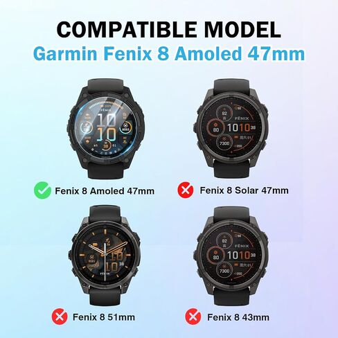 [1+2] متوافق مع حافظة ساعة Garmin Fenix ​​8 Amoled 47 مم، غطاء TPU مضاد للخدش مع قطعتين واقي شاشة من الزجاج المقوى 9H لـ Fenix ​​8 47 مم - أسود in Kuwait