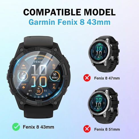 [1+2] Compatible for Garmin Fenix 8 Amoled 47mm Watch Case, Anti-scratch TPU Cover With 2 PCS 9H Tempered Glass Screen Protector For Fenix 8 47mm Protective Case-Black in Saudi Arabia