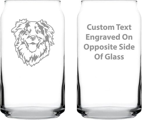 Australian Shepherd Face Beer Can Pint Glass - Unique Dog Themed Decor and Gifts for Moms & Dads of Aussies- 16 Oz in Kuwait