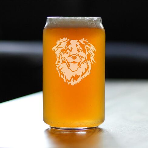 Australian Shepherd Face Beer Can Pint Glass - Unique Dog Themed Decor and Gifts for Moms & Dads of Aussies- 16 Oz in Kuwait
