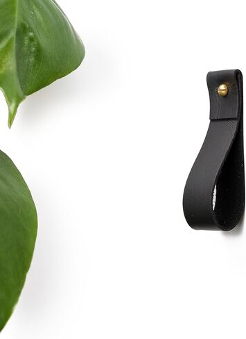 KEYAIIRA - Medium Brown Leather Wall Hook, wall hanging strap towel hook for wall leather loop strap for scarf storage boat paddle holder minimal towel bar rack storage in Kuwait