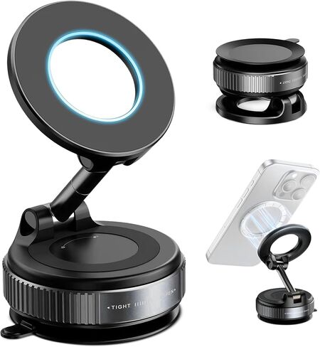 2026 Model Magnetic Car Phone Holder – Strong Suction Cup Car Mount for iPhone & Android, 360° Rotating Dashboard & Windshield Phone Stand, Cell Phone Holder Car Accessories (Black) in Saudi Arabia