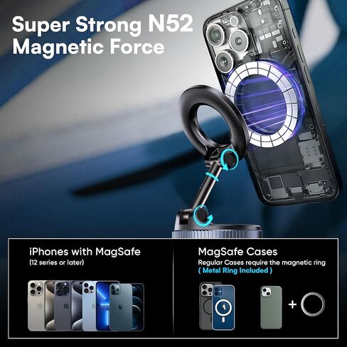2026 Model Magnetic Car Phone Holder – Strong Suction Cup Car Mount for iPhone & Android, 360° Rotating Dashboard & Windshield Phone Stand, Cell Phone Holder Car Accessories (Black) in Saudi Arabia