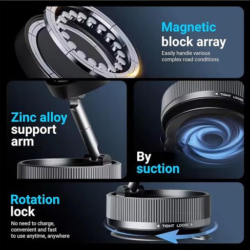 2026 Model Magnetic Car Phone Holder – Strong Suction Cup Car Mount for iPhone & Android, 360° Rotating Dashboard & Windshield Phone Stand, Cell Phone Holder Car Accessories (Black) in Saudi Arabia