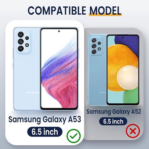 Goton Compatible with Samsung Galaxy A53 5G Case with Camera Cover & Kickstand Ring with Tempered Glass Screen Protector, Military Grade Shockproof Protective Bumper Cover Blue in Saudi Arabia