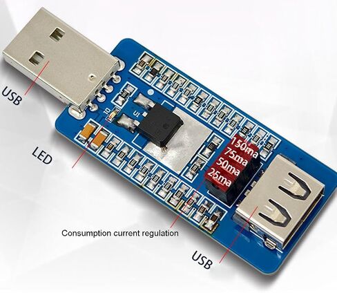 وحدة تحميل وهمية USB بقدرة 300 مللي أمبير تحميل افتراضي قابل للتعديل لبنك الطاقة ومضاد للإيقاف، استمر في شحن الساعات الذكية وسماعات الأذن والأجهزة منخفضة الطاقة in Saudi Arabia
