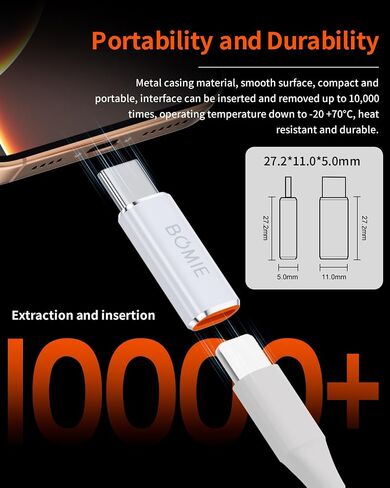 BOMIE Light-ning إلى USB C محول 2 حزمة، PD27W/66W شحن سريع 480 ميجابت في الثانية لنقل البيانات، كابل موصل شاحن USB C لـ M-acBook، Phone 15/16/17 Pro Max، Pad pro، G-alaxy، X-Peria، لا لسماعات الرأس / OTG in Saudi Arabia