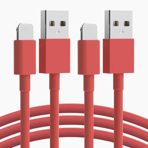 2Pack 10ft Phone Charger Lig-ning Cable Fast Charging High Speed USB Compatible Phone 14/13/12/11 Pro Max/XS MAX/XR/XS (Red) in Saudi Arabia