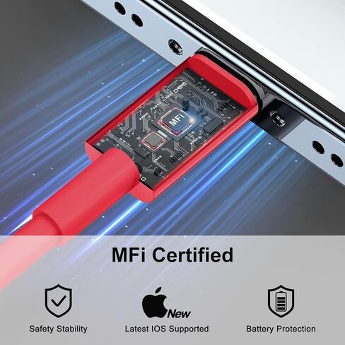 2Pack 10ft Phone Charger Lig-ning Cable Fast Charging High Speed USB Compatible Phone 14/13/12/11 Pro Max/XS MAX/XR/XS (Red) in Saudi Arabia