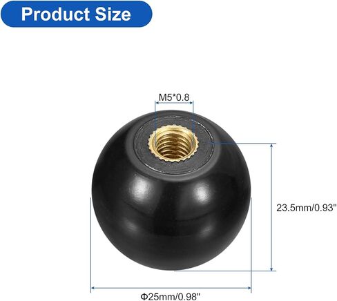 uxcell 4pcs مقابض كرة ملولبة ، M12 Thread Thread Thermoset Ball Knob 40mm DIA Round Ball Ballles مع إدراج النحاس لمقبض رافعة الماكينة ، الأحمر in Kuwait