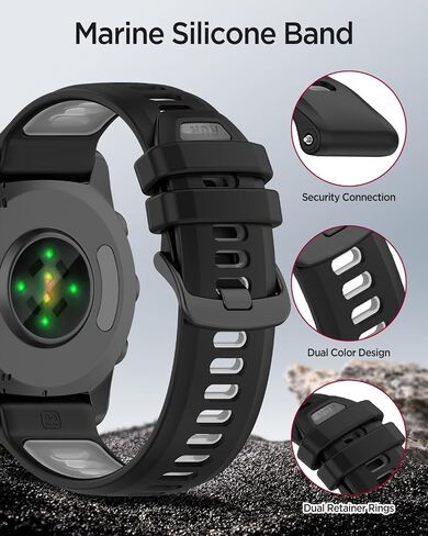 سوار سيليكون Miimall لـ Garmin Forerunner 970/570 47 مم/255/265، مقاوم للماء، سريع الفك، 22 مم بدون فجوة، حزام معصم بديل ناعم قابل للتعديل لـ Venu 2/3، Vivoactive 4 للنساء والرجال in Saudi Arabia