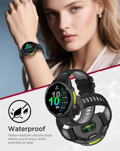 سوار سيليكون Miimall لـ Garmin Forerunner 970/570 47 مم/255/265، مقاوم للماء، سريع الفك، 22 مم بدون فجوة، حزام معصم بديل ناعم قابل للتعديل لـ Venu 2/3، Vivoactive 4 للنساء والرجال in Saudi Arabia